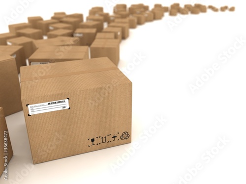 Illustration: Cardboard boxes on white background Cardboard boxes on white background
