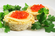 Toast with caviar and cheese Toast with caviar and cheese