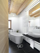 bagno moderno con vasca da appoggio centrale