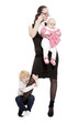 Young business lady with her little children