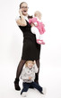 Young business lady with her little children