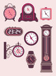 Set of design elements – modern and old-fashioned clocks