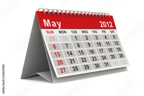 Illustration: 2012 year calendar. May. Isolated 3D image 2012 year calendar. May. Isolated 3D image