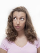 The surprized  brunette girl