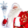 A traditional Christmas Santa Clause with staff isolated on whit