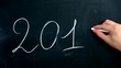 Hand writing 2012 on blackboard Hand writing 2012 on blackboard