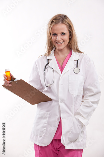 Photo: Pretty caucasian woman healthcare professional Pretty caucasian woman healthcare professional