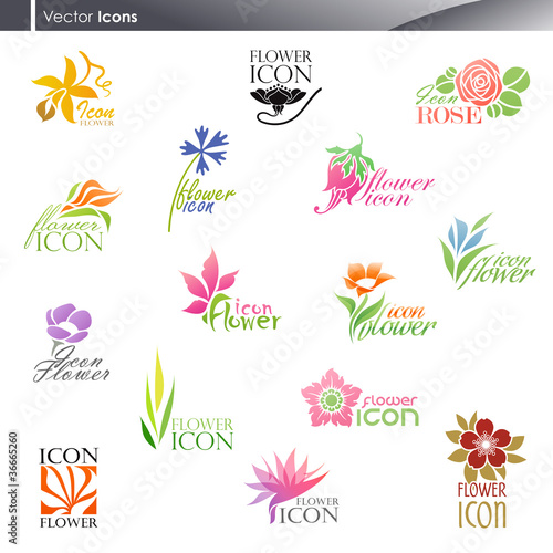 Vector: Flowers. Vector logo template set. Flowers. Vector logo template set.