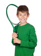 Adorable child with a tennis racket