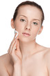 Young beautiful woman with clean sponge