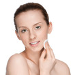 Young beautiful woman with clean sponge