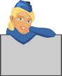 Vector illustration of a beautiful blonde stewardess
