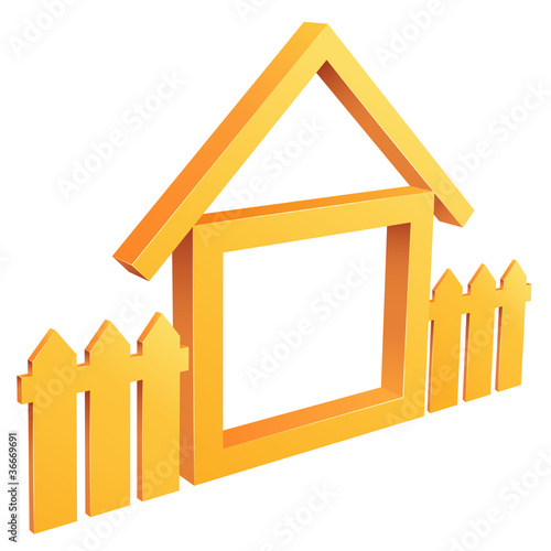 Vector: Abstract symbol home with fence Abstract symbol home with fence