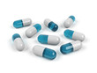 3d pills on white background.