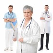 Senior female doctor with medical students
