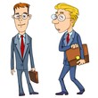 Cartoon businessman with briefcases