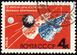 First soviet satellites on post stamp