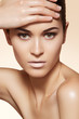 Spa beauty. Beautiful model with make-up, clean skin