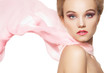 Beautiful romantic style of pretty girl with waving silk scarf