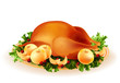 traditional roasted chicken with apples and cowberry