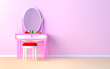 make up table at the wall