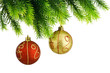 Christmas concept with baubles on white