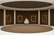 Golden empty frames in museum interior space