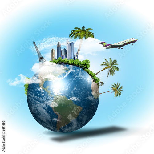 Illustration: Travel and tourism collage Travel and tourism collage