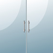 Glass door with chrome silver handles set