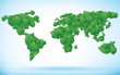 Green world map with leaves Green world map with leaves