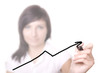 businesswoman with pen drawing graph businesswoman with pen drawing graph