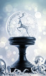Snow globe with ornaments against festive  background
