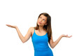 unsure gesture from pretty woman
