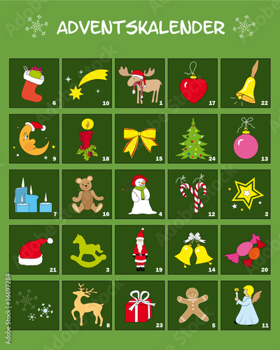 Vector: Adventskalender mit Türchen und Zahlen Adventskalender mit Türchen und Zahlen