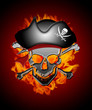 Pirate Skull Captain with Flames Background