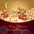 Vector: Christmas vector illustration with gold town Christmas vector illustration with gold town