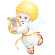 Angelo Bambino con Lira-Baby Angel Playing Lyre-Vector Angelo Bambino con Lira-Baby Angel Playing Lyre-Vector