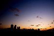 city skyline at sunset