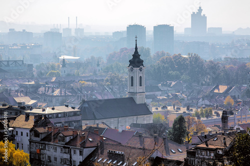 Photo: View of the Belgrade in the haze, Serbia View of the Belgrade in the haze, Serbia