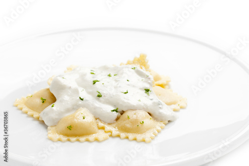 Photo: Ravioli with cheese sauce Ravioli with cheese sauce