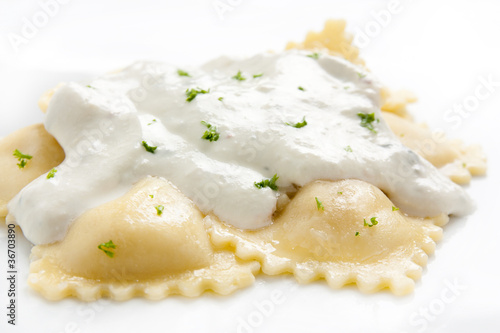 Photo: Ravioli with cheese sauce Ravioli with cheese sauce