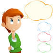 Vector: Cartoon adorable boy thinking isolated on white Cartoon adorable boy thinking isolated on white