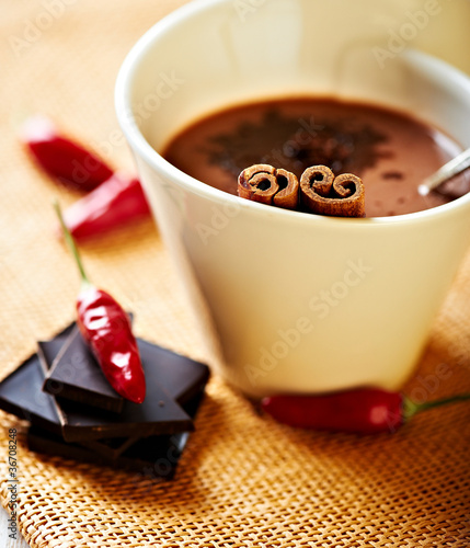 Photo: Hot chocolate with chili pepper and cinnamon Hot chocolate with chili pepper and cinnamon