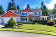 Front of the large new American home