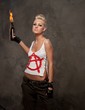 Punk girl with a Molotov cocktail