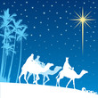 Classic three magic scene and shining star of Bethlehem.