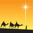 Classic three magic scene and shining star of Bethlehem.