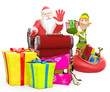 santa and his elf helper with loads of gifts santa and his elf helper with loads of gifts