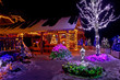 Christmas fantasy - lodge and tree lights Christmas fantasy - lodge and tree lights