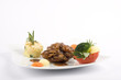 sauce meat on white background